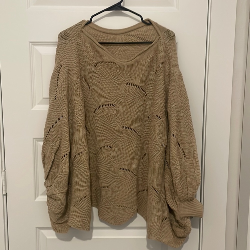 Tan knit poncho